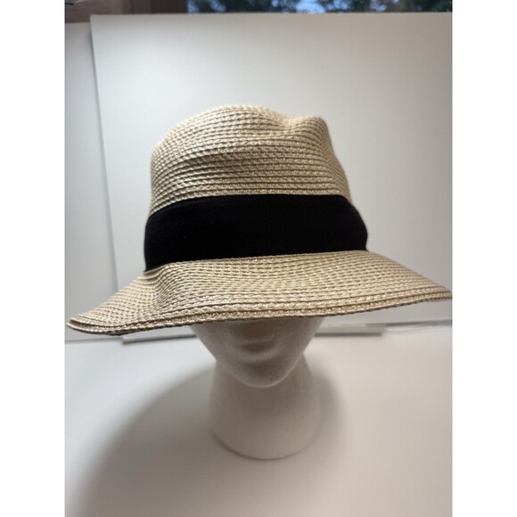 Eric Javits Squishee Classic Fedora Hat In Cream & Black Band New - Picture 4 of 11